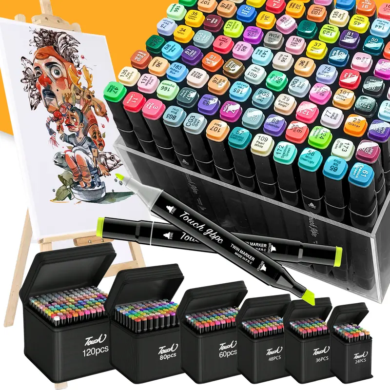 Premium Dual-Tip Alcohol-Based Ink Sketch Markers Set - DIY Painting Tool with Blending Capabilities, Permanent Use, Long-Lasting Results, Seamless Color Transitions, Markers for Coloring