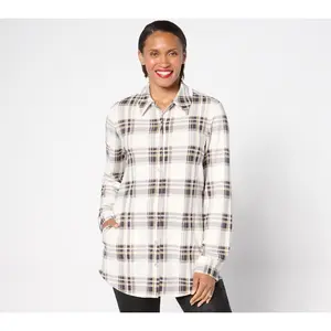 Denim & Co. Petite Heavenly Jersey Button Front Tunic