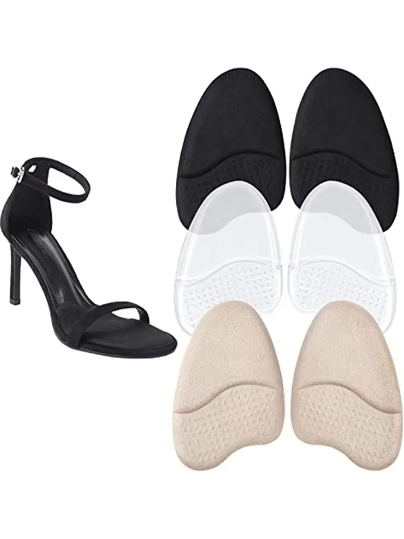 High Heel Shoe Forefoot Pad, Silicone Half-Size Insole, Anti-Slip Gel Cushion, Shock Absorption, Sweat-Wicking, Breathable, Massaging, Shock Absorbing Insoles