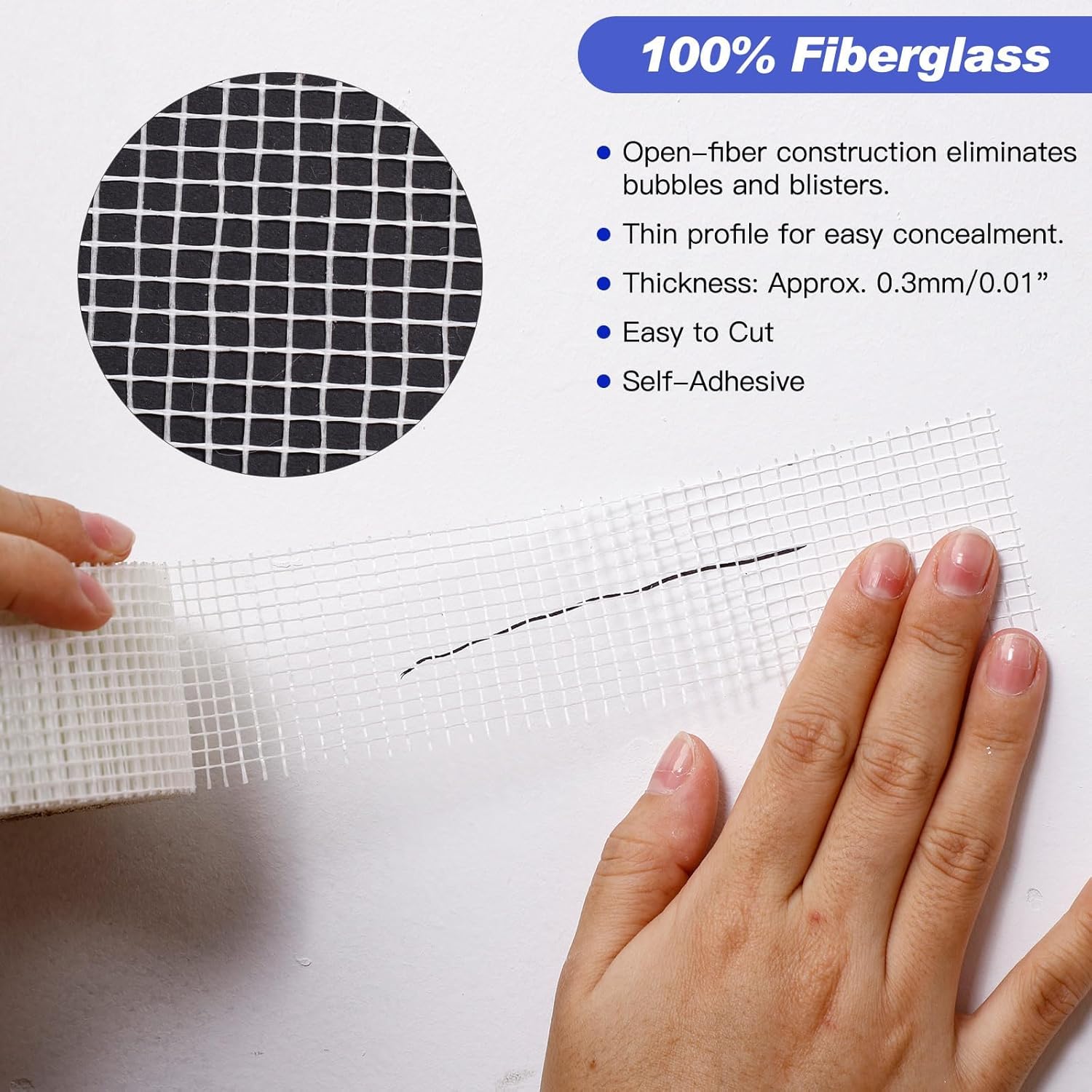 SEISSO Drywall Repair Kit, White- Wall Mending Agent 250 g* 2, Wall Repair Paste Plaster, 1 Pack Wall Putty, Repair Tape and Wall Repair Patch with 2inch 4inch, Quick Fill Crack and Nail Hole