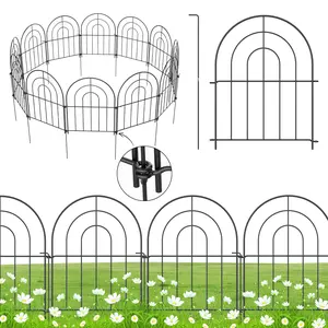 Decorative Garden Fence, 16.7 in (L) x 17.1 in (H) No-Dig Rustproof Wire Fence for Landscape Patio Outdoor Decorative Animal Barrier and Lace(12 PCS)