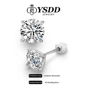 【#471】0.5ct each D Color vvs Synthetic Moissanite S925 Round Stud Earrings Birthday Anniversary Day Gifts For Men Women Sliver Earrings Wedding set