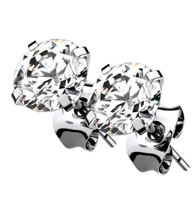 Prong CZ Titanium Earrings