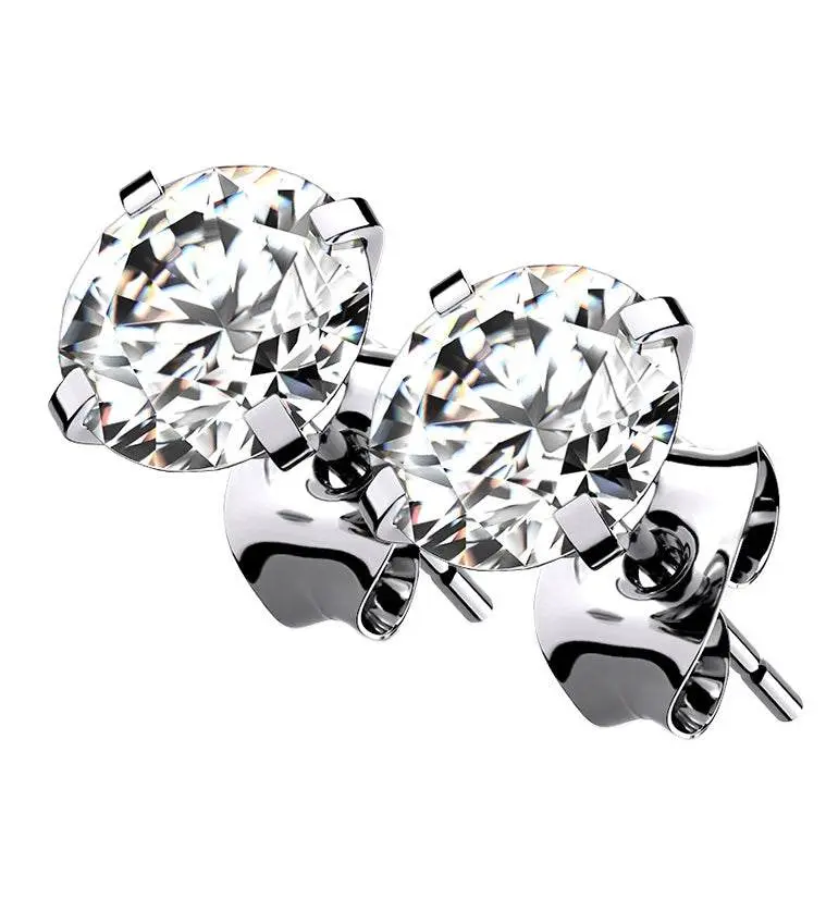 Prong CZ Titanium Earrings Prong CZ Titanium Earrings