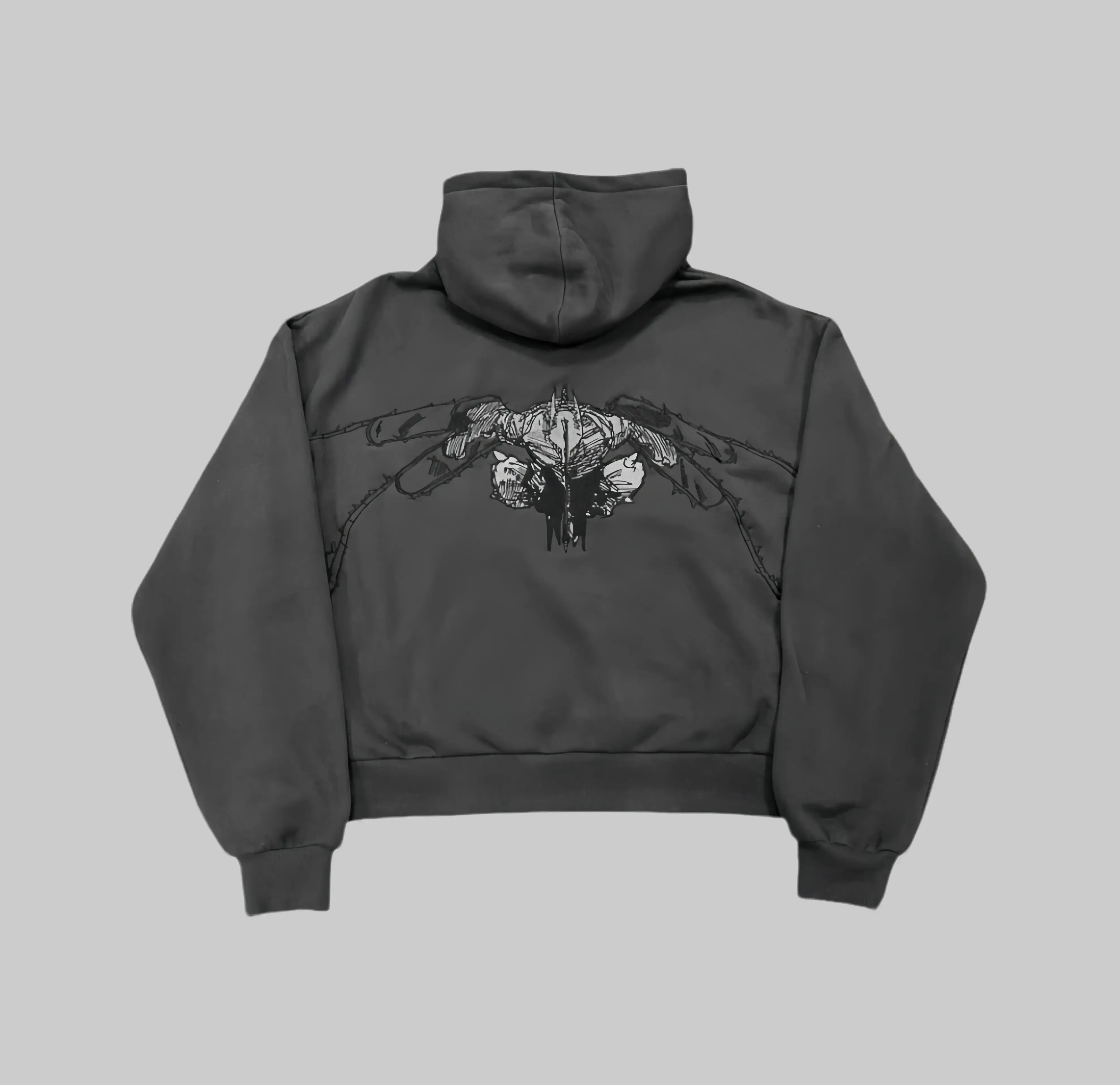 Chainsaw Men Hoodie Chainless Zip Up Hoodie Inspired Aniem Embroidery Autumn Fitted Long Sleeve Casual Rock Style Sweatshirts - Menswear