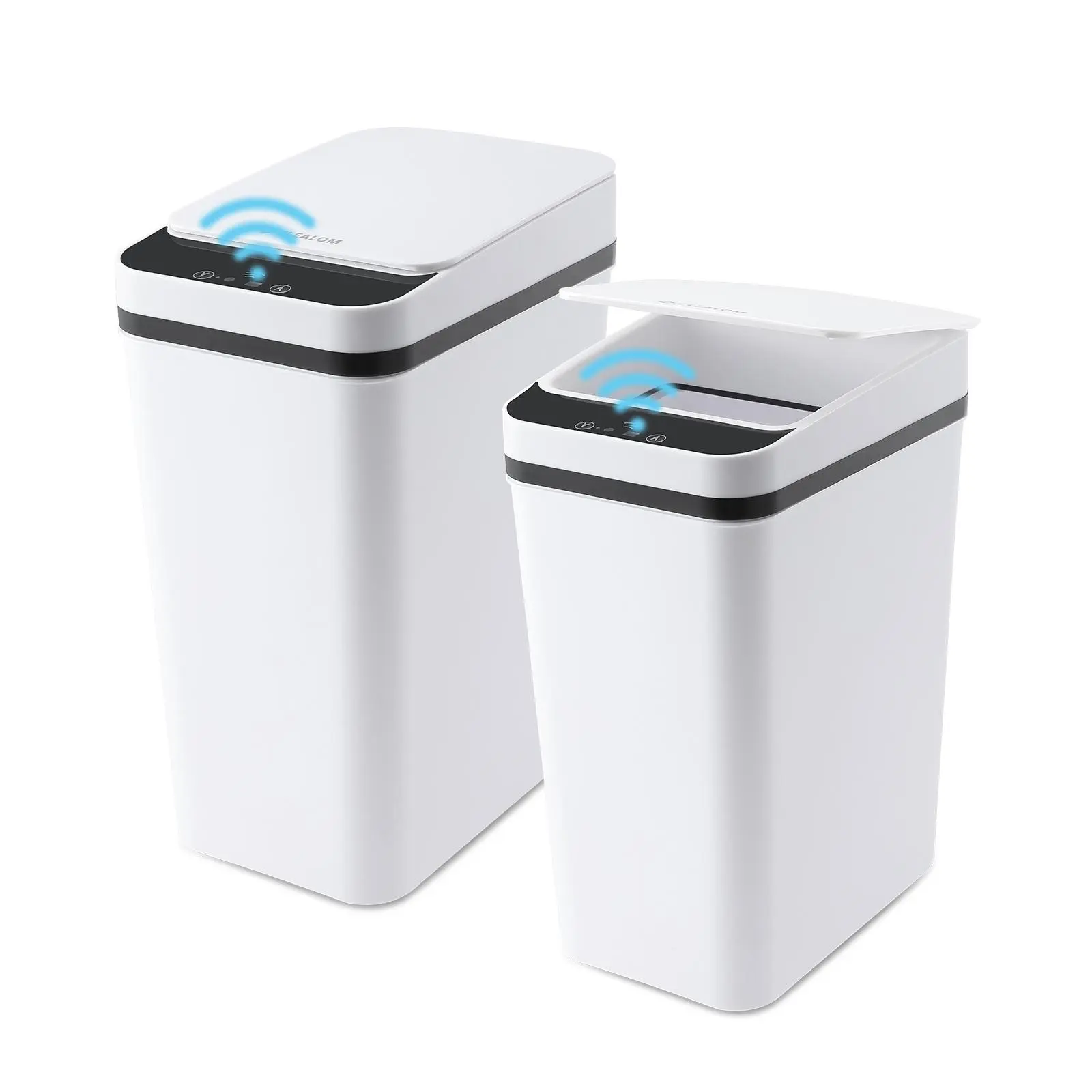 2-Pack 12L ABS Automatic Touchless Motion Sensor Trash Bin, Slim Waterproof 23.5cm*15.5cm*30cm Smart Bin for Bedroom, Bathroom, Home Supplies Use