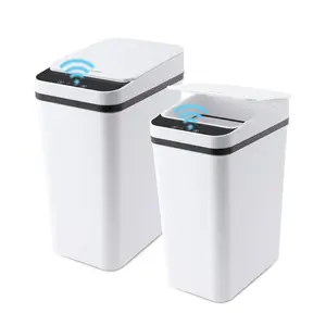 2-Pack 12L ABS Automatic Touchless Motion Sensor Trash Bin, Slim Waterproof 23.5cm*15.5cm*30cm Smart Bin for Bedroom, Bathroom, Home Supplies Use