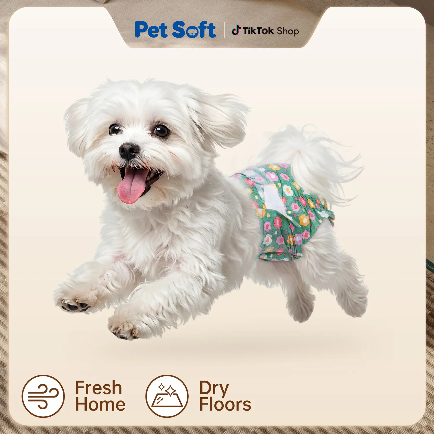 Pet Soft Female Dog Diapers - Disposable Dog Diapers with Adjustable Foam Tail Hole, Cat & Puppy Diaper for Dogs in Heat or Incontinence, Small (24Pcs, Green)