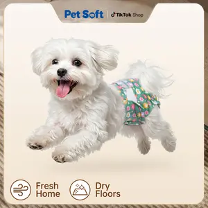 Pet Soft Female Dog Diapers - Disposable Dog Diapers with Adjustable Foam Tail Hole, Cat & Puppy Diaper for Dogs in Heat or Incontinence, Small (24Pcs, Green)