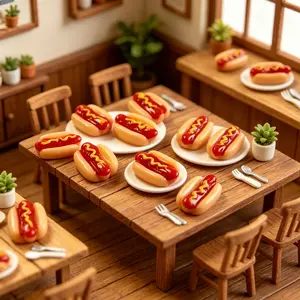 10Pcs Mini Hot Dog Resin Charms, 1:12 Scale Miniature Food for Dollhouse, Pretend Play, DIY Crafts & Accessoriesbedroom decor home essentialsHome Essentialsbedroom decor