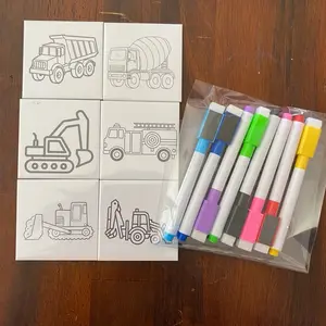Dry Erase Coloring Magnets with 6 Vibrant Markers for Kids Creative Play Decor