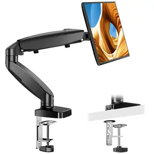 Single Monitor Mount for Ultra Wide 15 to 27 Inch Screen, Fully Adjustable Gas Spring Monitor Arm Desk Stand with Clamp and Grommet Base, Fits 4.4 to 15.4 LBS Vesa 75 100