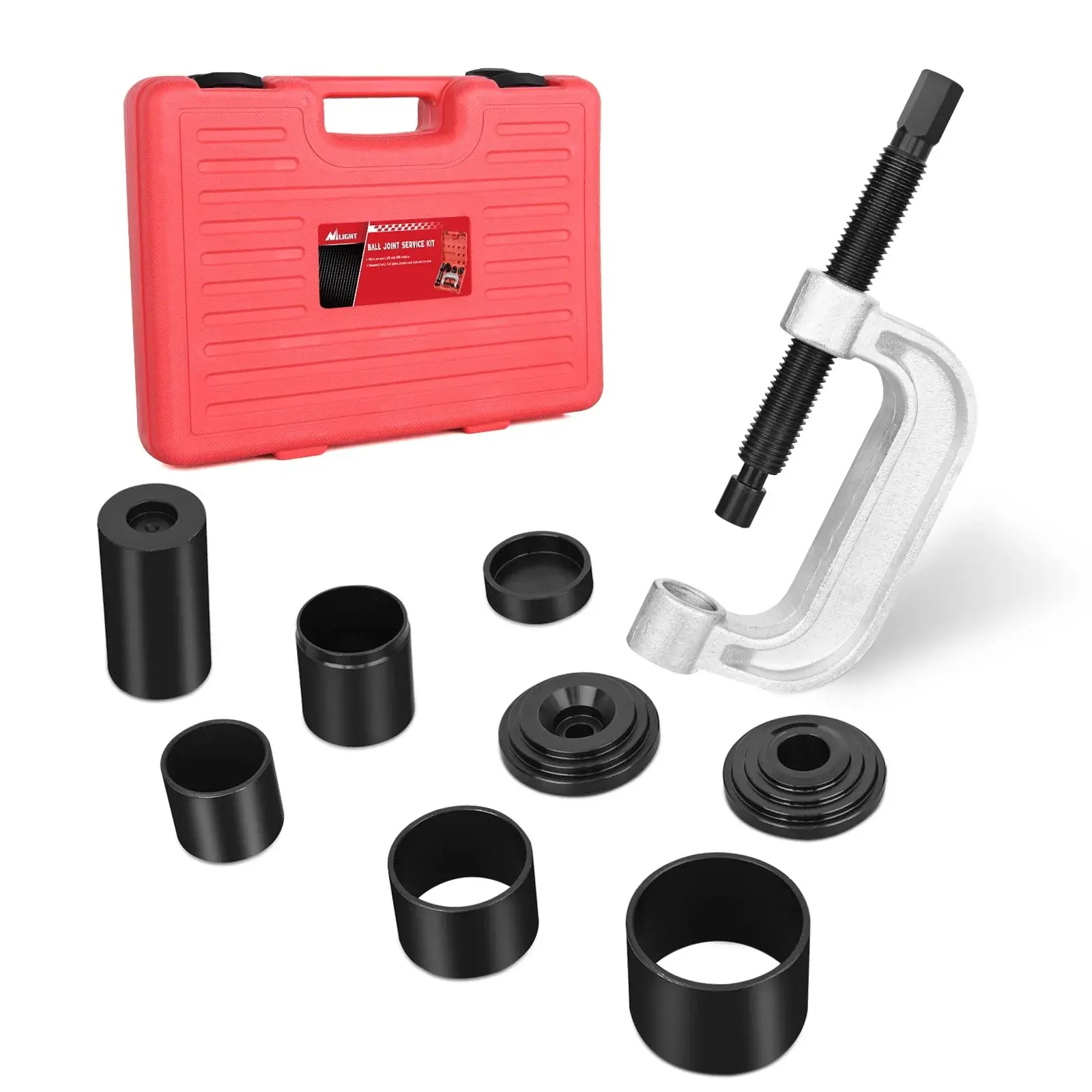 Nilight Portable Forged Steel Heat-Treated Ball Joint Press Kit with 4x4 Adapters, 1x Installation Cup Adapter, 1x Receiving Cup, Tool Storage Case for 1967+ 1/2-Ton & 3/4-Ton 4WD Vehicles (Tool Storage Kit), 1 X Installation Cup Adapter