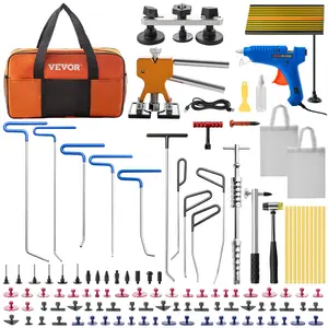 VEVOR 89-Piece Paintless Dent Removal Kit,  Paint-Safe Rods with Golden Lifter Puller, Glue Puller Tabs, Steel+Alum Parts for Auto Minor Dents, Door Dings on Metal Surfaces Repair, Pullers
