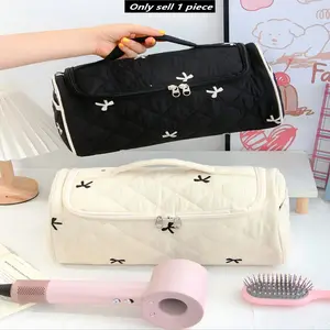 Large Capacity Quilted Makeup Bag, Luxury Travel Wash Kit, Portable Hair Dryer Storage, Multi-Pocket Travel Organizer, Stylish Handbag