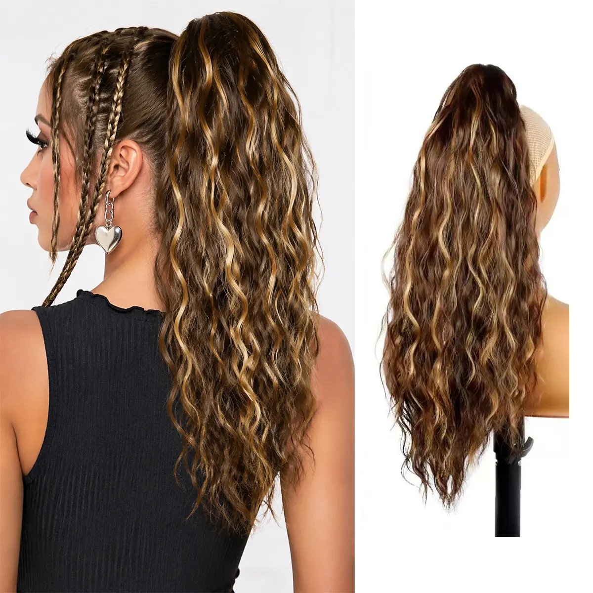 Claw Clip Ponytail Extension 18 Inch Clip in Wavy Ponytail Hair Extensions Long Pony Tails for Women Extension