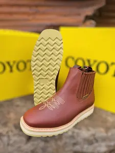 BOTIN DE TRABAJO DE PIEL ROBLE COYOTE REAL / MEN'S WORK CHELSEA BOOTS full-grain LEATHER
