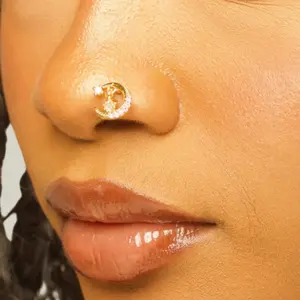 Moon & Star Nose Stud - Surgical Steel, 20 Gauge, L-Shape, Hypoallergenic, Lead & Nickel Free, Durable