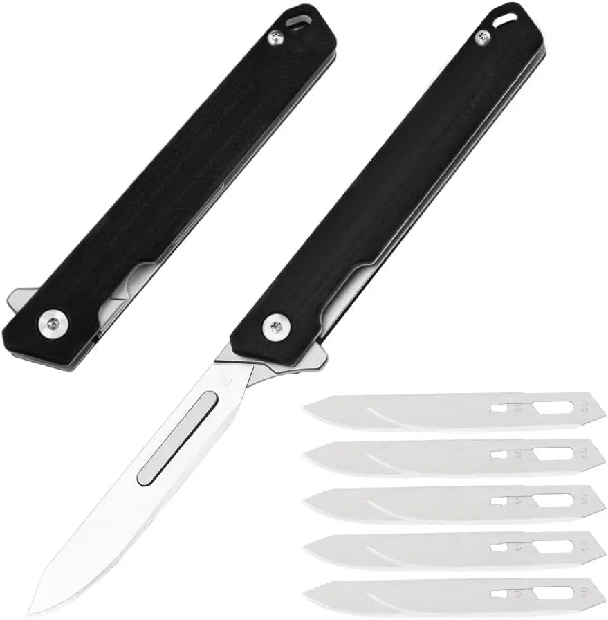EDC Titanium Scalpel Knife - Tactical Surgical Tool for Outdoor Camping, Survival & DIY | Compact | Ultra-Portable with 5 Replaceable Blades