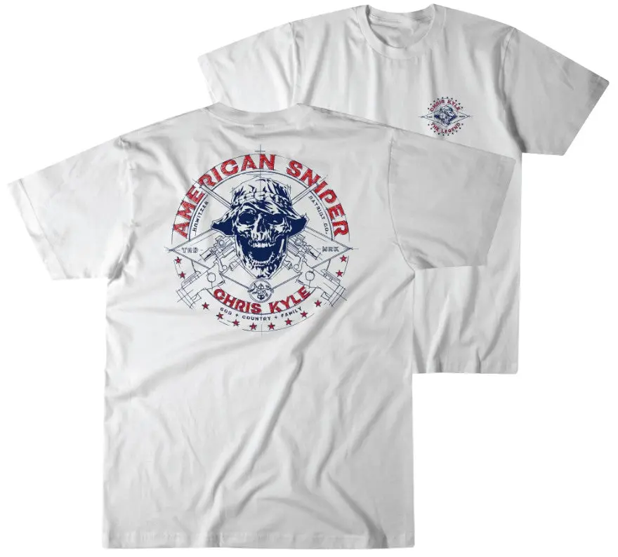 Howitzer Men's Chris Kyle Legend Patriotic Graphic T-Shirt - Soft Ring-Spun Cotton Short-Sleeve Crewneck, Charitable Support, Casual, US/Nation Pride, Pull-On, Affordable Menswear Tshirt