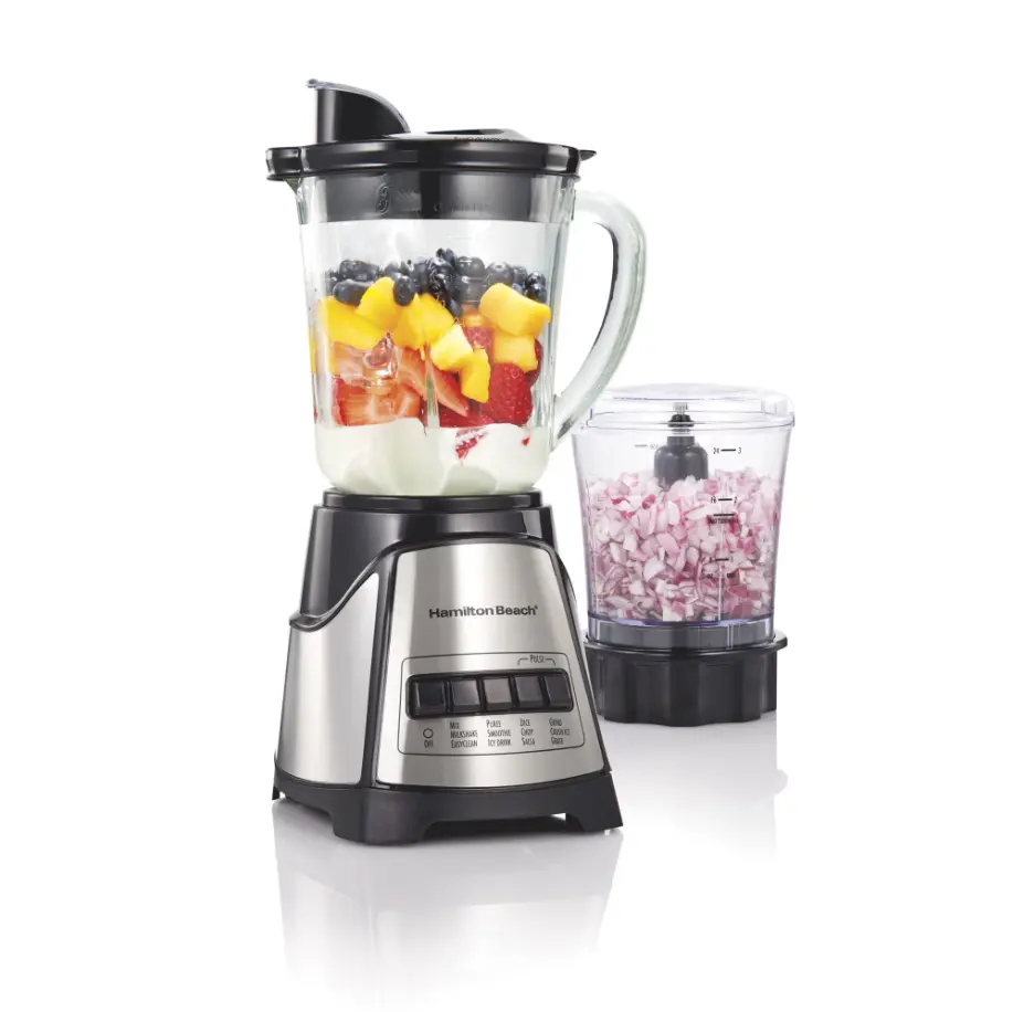 Hamilton Beach Power Elite Smoothie Blender for Kitchen, & Mini Food Processor, 40 oz Jar, Stainless