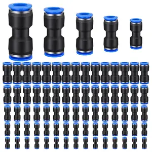 100PCS Air Hose Fittings Air Line Fittings Straight Push to link 4 6 8 10 12 mm Quick Release Pneumatic Connectors Plastic Straight Tube Connector Push to Connect Fittings for Tube
