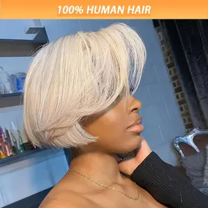 2025 NEW Wholesale Blonde Pixie Cut Lace Front Wigs Human Hair 13X4X1 613 Lace Front Wigs Human Hair Short Bob Wigs Straight Pixie Cut Wigs for Women Pre Plucked