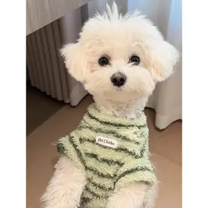 Pet Puppy Clothes Striped Sweater Autumn Winter Thickened Warm Bichon Teddy Pomeranian Small Dog Winter Outfit