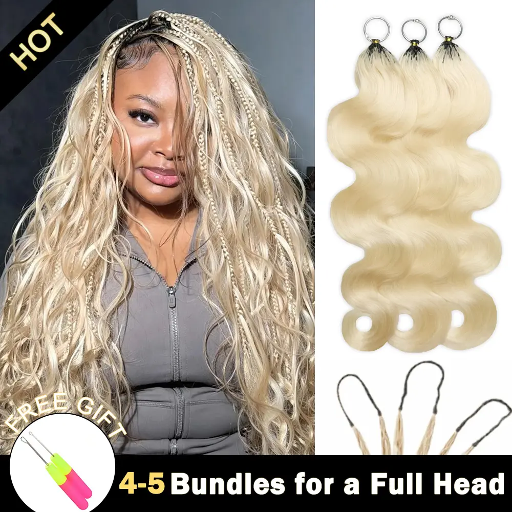New Ramiss 613 Human Hair Feather Crochet Extensions - Body Wave/Burmese Curly, Pre-Separated Time-Saving Summer Protective Style, 50g 40-Strand Pack, 4-5 Packs for Full Head Boho Knotless Braids, Body Wave Extensions