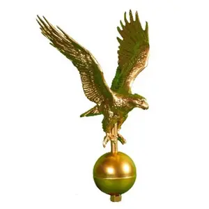 212 MAIN Small Gold Bronze Aluminum Flagpole Ornament, Hand-Cast Wing Hanging Outdoor Decor, Decorative Art, Outdoor Accessory for Boating & Sports Use