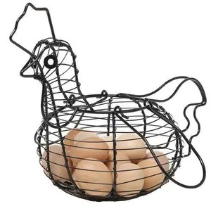 Black Metal Wire Chicken Egg Basket/Decorative Kitchen Baskets