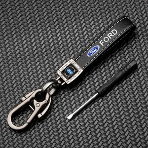 Luxury Leather Keychain, Key Ring, Key Holder Ornament, Fits Ford Focus Fiesta Ranger Mondeo Mustang Multiple Models, 1 Piece