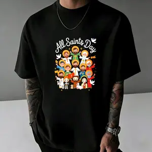 Men's T-Shirt Easter World Cup All Saints Day Cartoon Saints Comfortable And Versatile  shirt Outdoor Casual Short Sleeve High-Quality Print