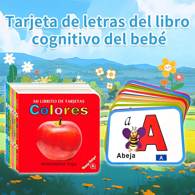 Baby Learning Cards Spanish Dual Language Book, Bilingual Flash Cards, Bilingual Instruction Cards, Language Learning Flashcards, Montessori Education Toy for Toddlers & Infants, Preschool Learning Tool, Early Childhood Development Tool