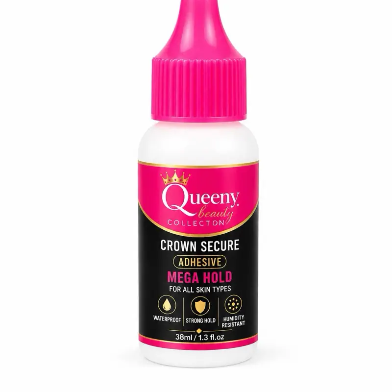 Crown Secure Lace Wig Adhesive - Latex-Based, Strong Hold, Water-Resistant, Sweat-Resistant, Fast-Drying Haircare Product for Frontals, Closures, Everyday Use, 38ml/2 fl.oz.