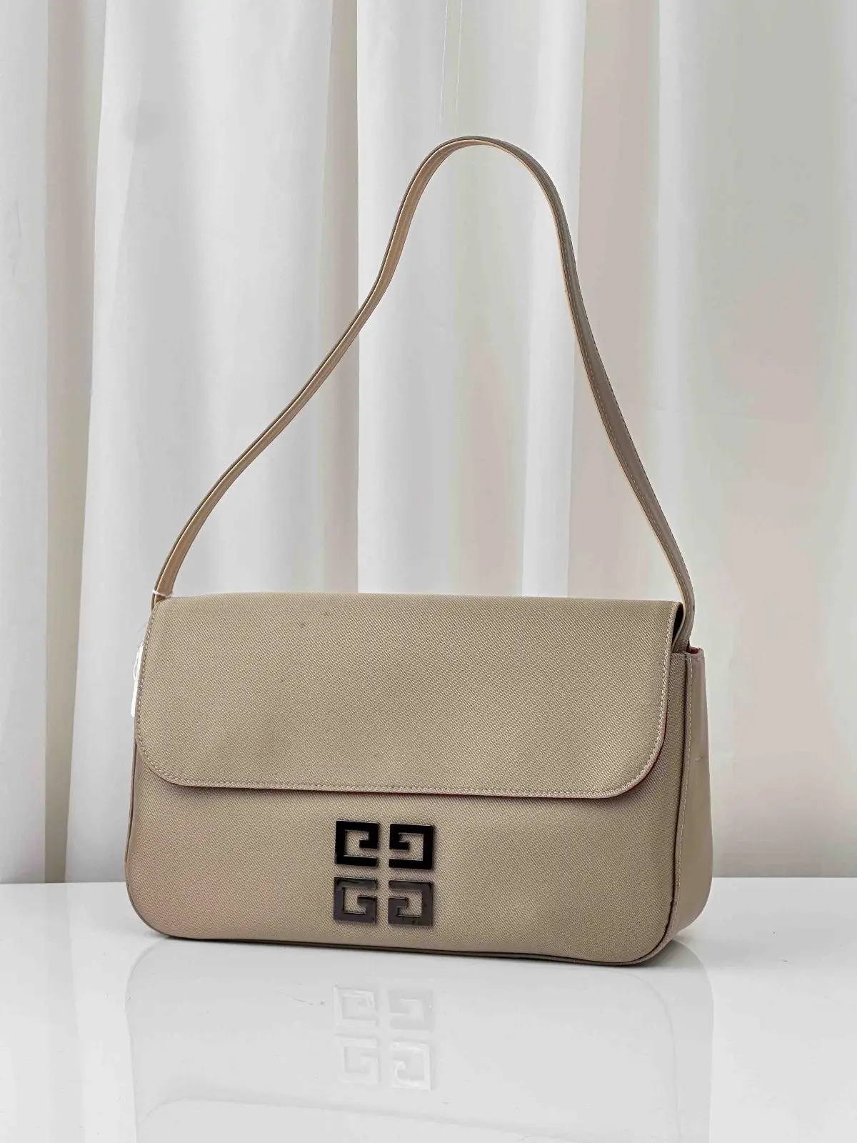 Pre-owned GIVENCHY As Shown Shoulder Bags 4G Logo Flap One Shoulder Bag, Cotton MR24062026B702