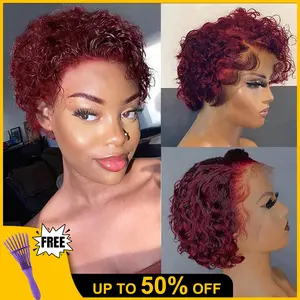 Short Curly Lace Wigs Human hair Pixie Wigs Natural black Human Hair Pixie Cut Lace Front Wigs Human Hair 13x1 Short Curly Wigs HD Glueless Pre Plucked Lace Front Wig For Black Women