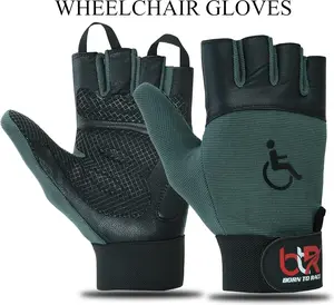 BTR BORN TO RACE Wheelchair Gloves for Men and Women | Workout Gloves | Fingerless Long Thumb Leather Palm Gloves