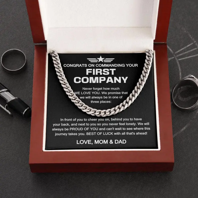Army Command Of A Company Necklace, U.S. Army Commanding First Company Gift From Mom and Dad, U.S. Army Achievement, Military Gift