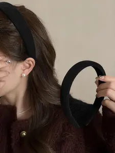 Elegant Wide Brim Velvet Hairbands Set, Plain Design Headband for All Seasons, Casual Style Women Accessory, Daily Use & Travel Essentials, Adjustable Headband