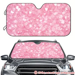 1pc pink glitter background pattern 2D high-definition printing on car sunshade, effectively blocking sunlight, suitable for SUV, truck, General Motors front windshield decoration, SUV Vehicle Sunshade, Car Sunshades For Windshield