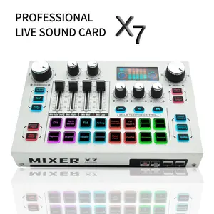 X7 Professional Streaming Sound Card, Mixer Sound Card, Full Metal Body, 48v Phantom Power, Clear No Noise, High-Quality Audio Recording & Output