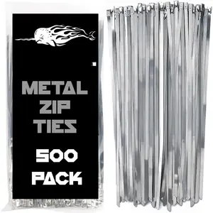 Metal Zip Ties (Bulk 500 Pack - Industrial Grade) Heavy Duty 198 lb Tensile Strength - Self Locking -  for Exhaust Wrap, Automotive Repair, and !