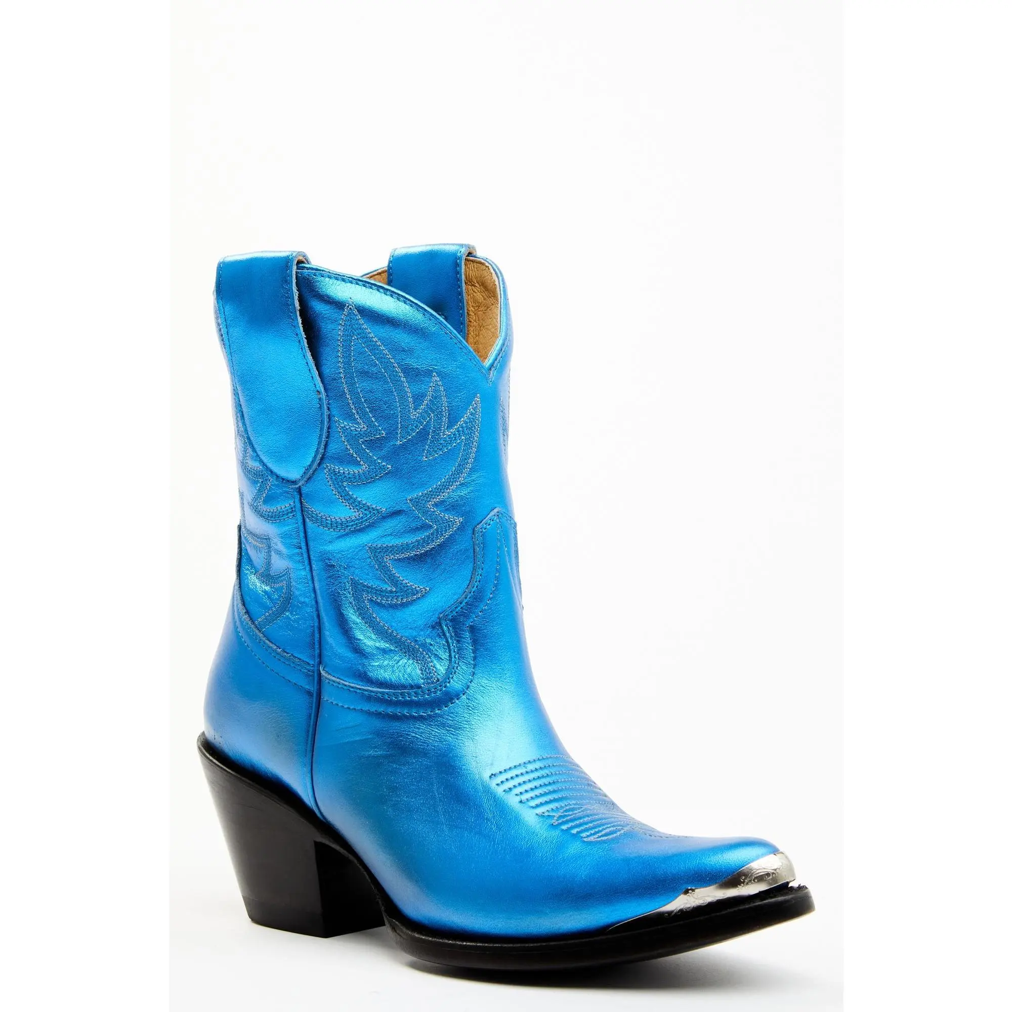 Wheels Metallic Royale Leather Western Booties - Round Toe