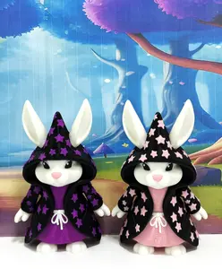 2pcs Wizard Bunny | 3D Printed | Articulated Toy Magical Wizard Bunny Figurine Easter Basket Stuffer