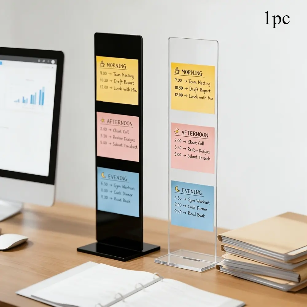 Acrylic Screen Side Memo Clip Holder, Detachable Transparent Note Display Stand, Multi-functional Desktop Sticky Note Organizer for Office Home Use, Acrylic Desk Accessories, Multifunctional Stationery