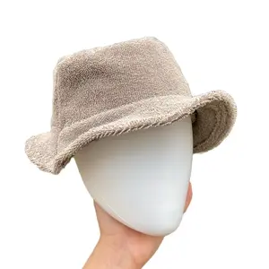 Handmade Reworked Terrycloth Bucket Hat- Grey