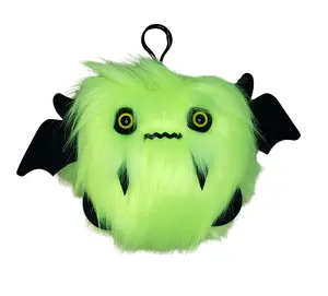 Creepy the Yellow Floof Monster KEYCHAIN Plush Clip Soft Luxurious Highlighter Yellow Green Faux Fur with Black Felt Details and Yellow Acrylic Eyes