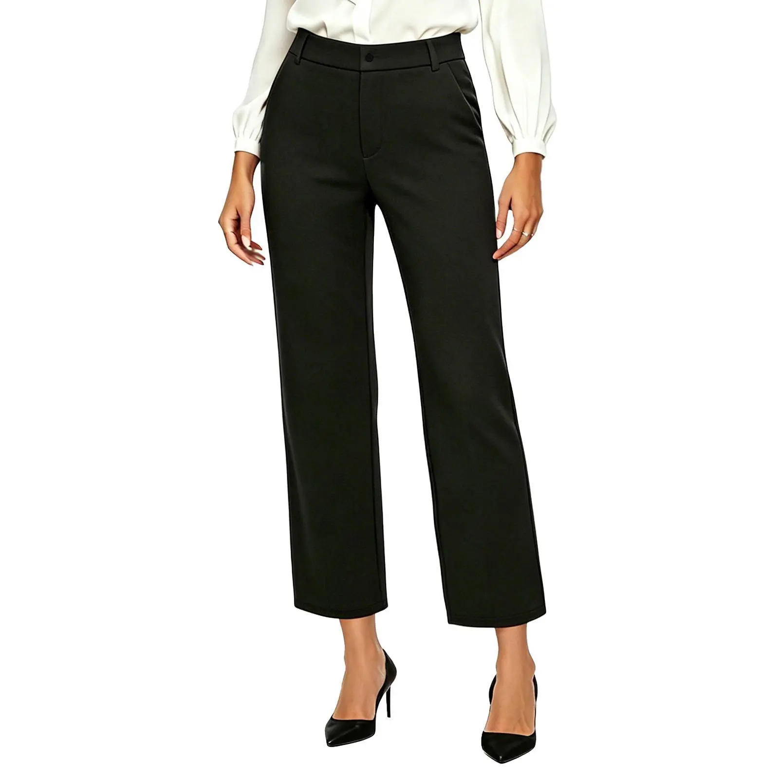 iChosy Women’s Ankle Straight Leg Office Pants Business Casual Work Slacks with Functional Pockets
