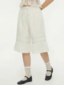 Cider Cotton Lace Drawstring Broderie Anglaise Bermuda Bloomer Shorts